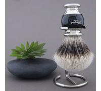 Uomo Depilazione Argento Punta Tasso Capelli Pennello da Barba e Supporto Porta