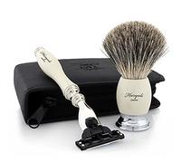 Uomo Depilazione Rasatura Kit Tasso Capelli Pennello da Barba & 3 Design Rasoio da Uomo Natale Regalo Natalizio con Viaggio Depilazione Custodia