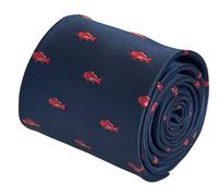 Uomo Designer Cravatta Navy Blu Scuro Red Snapper Pesca By Frederick Thomas