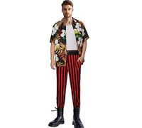 Uomo Detective per Animali Film di Jim Carrey Costume Fantasia Camicia Hawaiana Pantaloni a Righe Rosse e Nere Gilet con Cintura Carnevale di Halloween Cosplay (Multicolore, M)