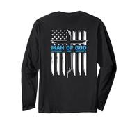 Uomo di Dio Croce Bandiera Americana Gesù Cristiano Maglia a Manica