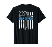 Uomo di Dio Croce Bandiera Americana Gesù Cristiano Maglietta