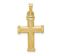 Uomo Donna 14K Oro Giallo Cavo Latino Crocifisso Croce Religioso Ciondolo