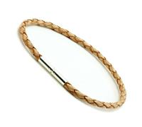 Uomo/Donna 3mm Intrecciato Pelle Bracciale-Sterling Argento Clasp-Natural Tan