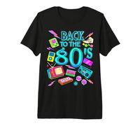 Uomo Donna Bambino Vintage Retro Back To 80's Graphic Design Maglietta Premium
