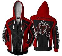 Uomo/Donna Cappuccio Cerniera Colore Patchwork Kingdom Hearts Serie Caldo Cartoon Personaggi Cardigan Hoodies, Nero , 3XL