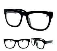 Uomo Donna Classico Vintage Retrò Stile Lenti Trasparenti Occhiali Grande Nero