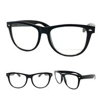Uomo Donna Classico Vintage Retrò Stile Trasparente Lente Occhiali Large Nero