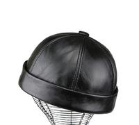 Uomo Donna con Teschio Marinaio Cappello Berretto Pelle Rolled Polsino Rétro