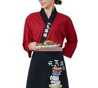 Uomo Donna Giacche da Chef Stile Giapponese Uniforme Professionale Manica a 3/4, Traspirante