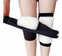 Uomo Donna Inverno Pelle di pecora Lana Termica Articolazioni del ginocchio Scaldamuscoli Cuscinetti flessibili Protezione Spessa Tinta unita Calore(A Black,L)