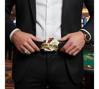 Uomo Donna Oro Metallo Casinò Nights Carte Cintura Fibbia Fortuna Reale Le Vegas