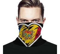 Uomo Donna Passamontagna Bandiera Moldava A Forma di Cuore Ghetta da Collo Antivento Decorazione Facciale Multifunzione Scaldacollo per Yoga Escursionismo Motocicletta
