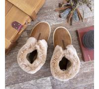 Uomo & Donna pelle di Pecora Pantofole Alaska Cognac Cerniera Lampo Autentico