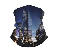 Uomo Donna Sciarpa al Collo Edificio Alto di Notte Sciarpa A Tubo Elastico Passamontagna Antivento Decorazione Facciale per Ciclismo Sports Campeggio