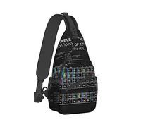 Uomo Donna Sling Shoulder Backpack Packable Handy Chest Day Bag Tavola periodica degli elementi chimici Black Art Multiuso Anti Theft Daypack Tactical Satchel con tracolla regolabile
