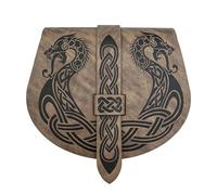 Uomo Donna Viking Celtic Knot Dragon Leather Belt Pouch - Medieval Renaissance Hangable Waist Bag - Fatto A Mano Vintage Nordico In Rilievo Portable Fanny Pack(Brown)