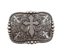 Uomo Donna Western Moda Cintura Fibbia Antico Metallo Argento Croce Unisex