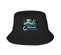 Uomo Donne Cappello da Sole Consapevolezza sul Cancro Cervicale Il Mio Dio È più Forte Cappello da Pescatore Pieghevole Secchio Cappelli Casual Bucket Hat per Viaggi Spiaggia Estate