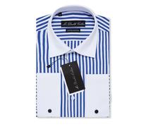 Uomo Doppio Colletto Camicia a Strisce Rossi e Bianchi