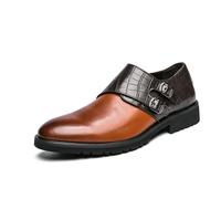 Uomo Doppio Monk Strap Slip on Mocassini in Pelle Formale Affari Classico cap Toe Scarpe da Sposa da Sera,Marrone,44 EU