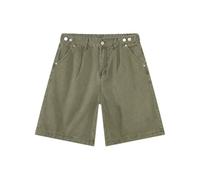 Uomo Due Pezzi Risvolto Monopetto Manica Corta Camicie Dritto Gamba Larga Pantaloni Maschili, Solo Jorts En8, L