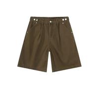 Uomo Due Pezzi Risvolto Monopetto Manica Corta Camicie Dritto Gamba Larga Pantaloni Maschili, Solo Lighttan Jorts, M