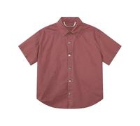 Uomo Due Pezzi Risvolto Monopetto Manica Corta Camicie Dritto Gamba Larga Pantaloni Maschili, Solo top rosso, L