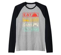 Uomo Eat Sleep Game Repeat Funny Video Game Lovers Quote Gamers Maglia con Maniche Raglan