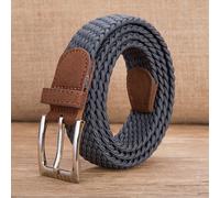 Uomo Elasticizzato Nylon Cintura Intrecciato Singolo Pin Fibbia Solido Holeless