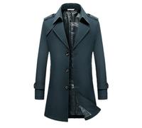 Uomo Elegante Moda Lavoro Semplice Affari Gentiluomo Giacca Monopetto Lungo Pisello Cappotto Giacca A Vento, EN8, XL