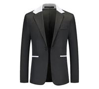 Uomo elegante Single Breasted Elegante Blazer Solido Slim Fit Un Pulsante Blazer Slim Fit Singolo Breasted Party Blazer Giacca, Nero , S