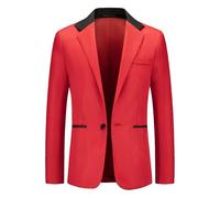 Uomo elegante Single Breasted Elegante Blazer Solido Slim Fit Un Pulsante Blazer Slim Fit Singolo Breasted Party Blazer Giacca, rosso, M