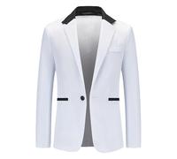 Uomo elegante Single Breasted Elegante Blazer Solido Slim Fit Un Pulsante Blazer Slim Fit Singolo Breasted Party Blazer Giacca, bianco, XL