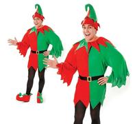Uomo Elf Costume Aiutante di Babbo Natale Donna Uomo Natale Vestito