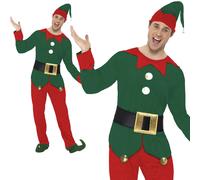Uomo Elf Costume Natale di Babbo Aiutante Adulti Completo Nuovo