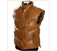 Uomo Everest Piumino Marroncino Nuovo Down-Fill Vero Agnello pelle Militari Gilè