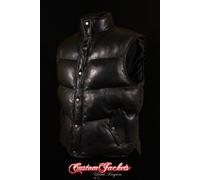 Uomo EVEREST Piumino Nero piumino Senza maniche Pelle D'agnello Gilet Gilet