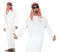 Uomo Falso Sheikh Costume Arab Arabo Completo Da Smiffys