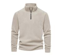 Uomo fashionable Fall and Winter Stand Up Collar Casual Long Sleeved Zipper Shaker Solid Color Long Sleeved T Shirt Sports Tops Herren Tops mit Ausschnitt, beige., L