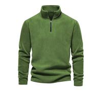 Uomo fashionable Fall and Winter Stand Up Collar Casual Long Sleeved Zipper Shaker Solid Color Long Sleeved T Shirt Sports Tops Herren Tops mit Ausschnitt, verde, XL