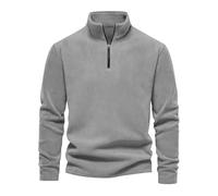Uomo fashionable Fall and Winter Stand Up Collar Casual Long Sleeved Zipper Shaker Solid Color Long Sleeved T Shirt Sports Tops Herren Tops mit Ausschnitt, grigio., L