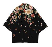 Uomo Fiore Kimono Stampa Stile Etnico Cappotto Giapponese Top Outdoor Larga