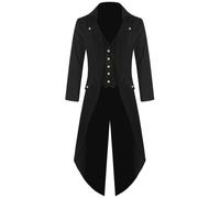 Uomo Frac Uomo Giacca Retrò S-4XL TAGLIA S ~ 4XL Vittoriano Nero Vestiti