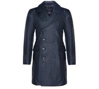 Uomo Generale Lungo Nero WW2 Militare Tedesco Navale U-Boat Pelle Trincea Giacca