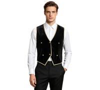 Uomo Giacca Cavaliere Vichingo Giacca Del Direttore Del Circo Gilet Coda Rondine Costumi Il Gioco Ruolo Mago Steampunk Maschera Nero XXL