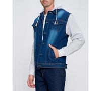 Uomo Giacca con Cappuccio Cotone Denim Manica Lunga Hybrid Stile Camionista Jean