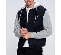 Uomo Giacca con Cappuccio Cotone Denim Manica Lunga Hybrid Stile Camionista Jean