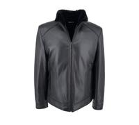 Uomo Giacca IN Pelle Di Agnello Kevin Nero Merino Vera Invernale Caldo