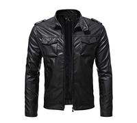 Uomo Giacca in Pelle Impermeabile Cerniera Vintage Giacca Biker Sci A Buon Mercato Giacca Uomo Autunno Inverno Giacca Casual Moto Pelle Giacche Autunno Faux Pelle Cappotti, Le Noir, 3XL, Giacca